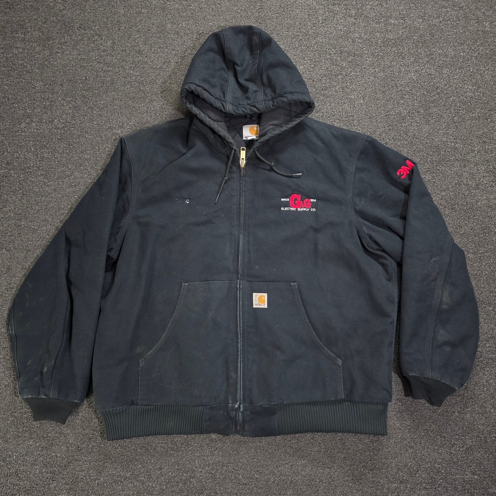Carhartt J140 BLK Active Jacket Mens XL Black USA Made 3M Workwear Quilted Work